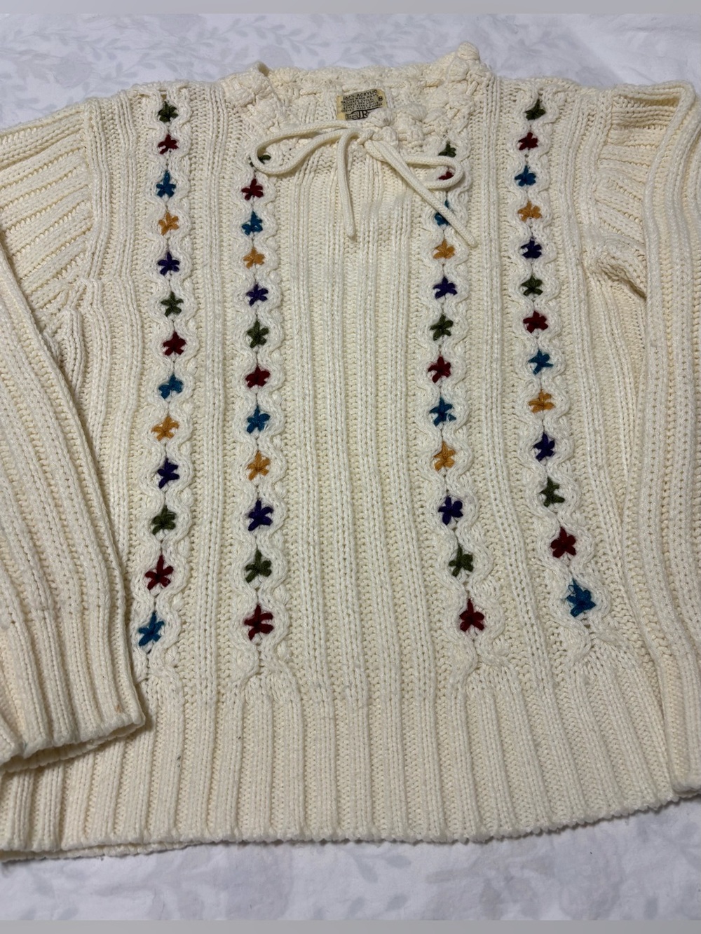 Vintage Sears cream floral sweater
